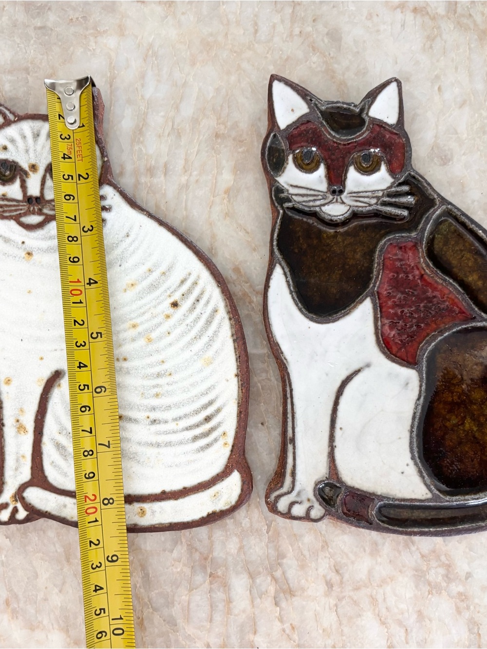 Vintage Victoria Littlejohn Folk Art Pottery White Cat/Calico Cat Art Kitchen - Picture 9 of 12